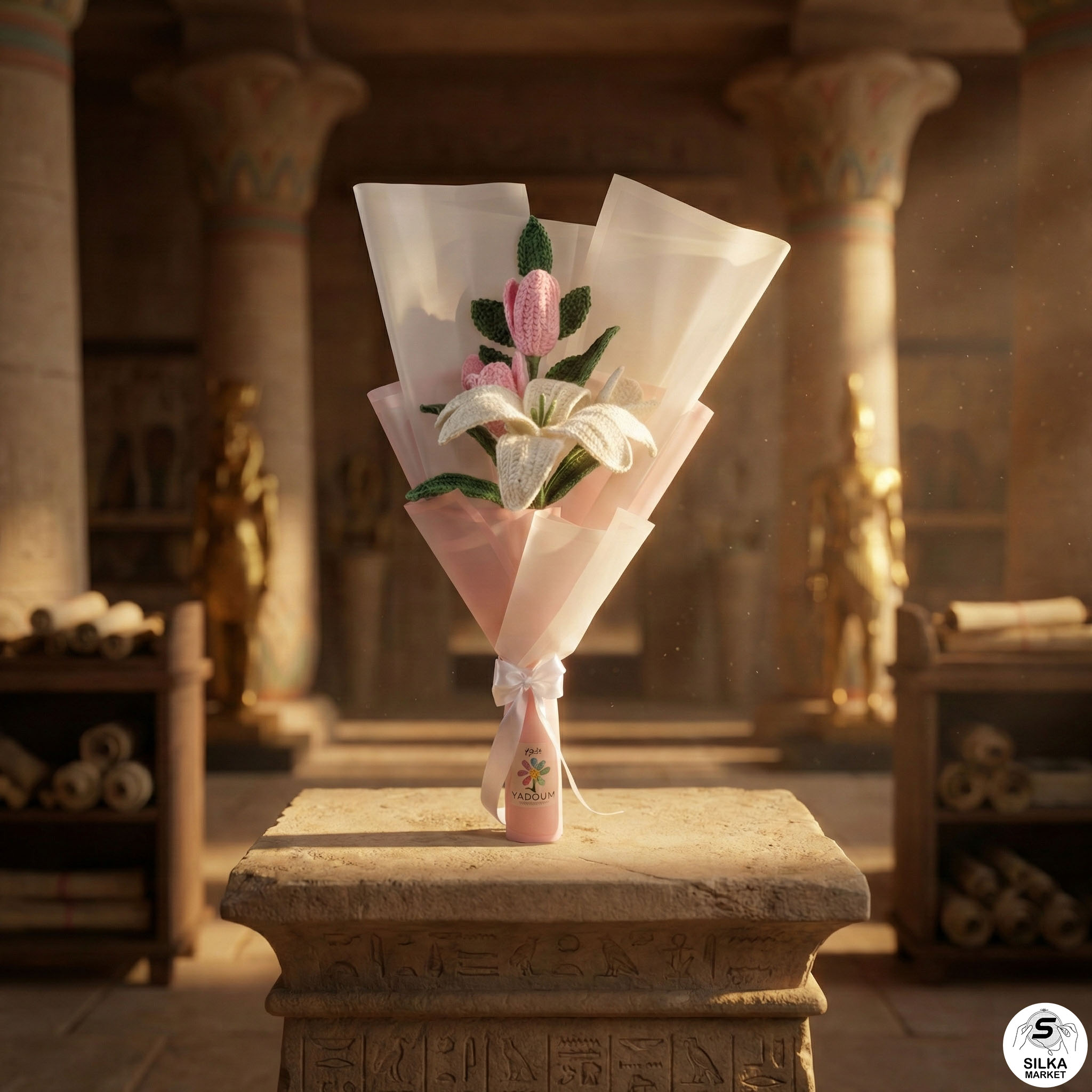 Cream and Pink Lily and Tulip bouquet